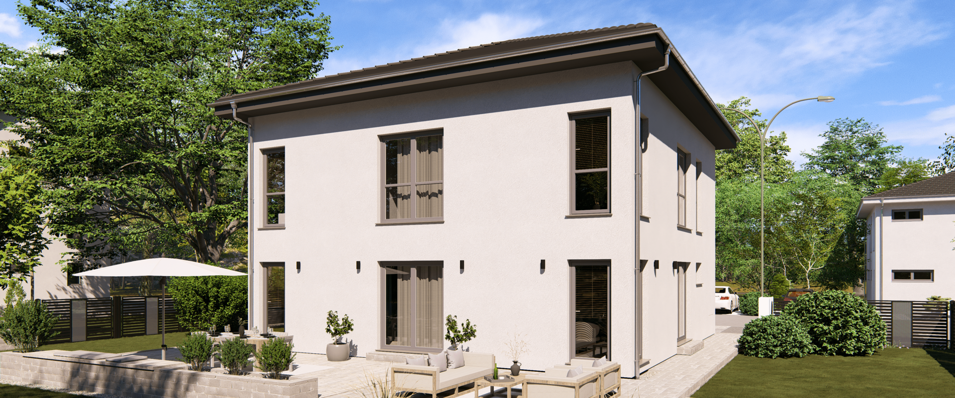 Stadtvilla City Villa 1 V2 von allkauf, Ansicht Garten am Tag