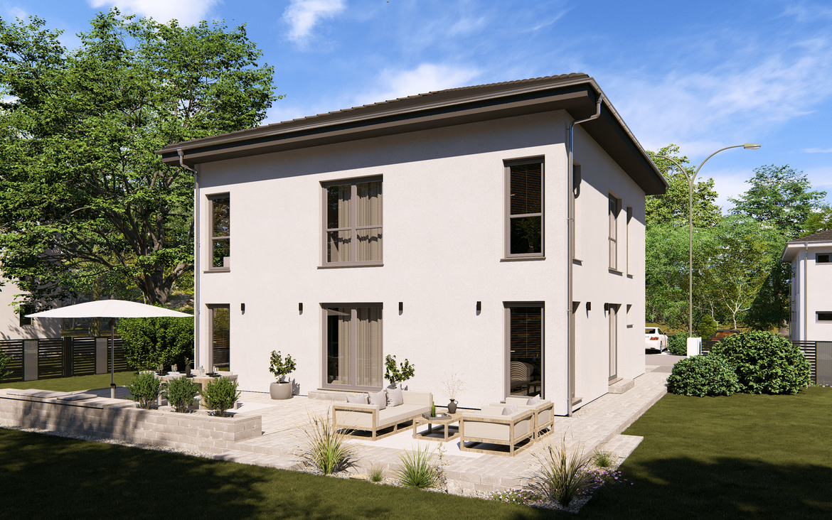 Stadtvilla City Villa 1 V2 von allkauf, Ansicht Garten am Tag