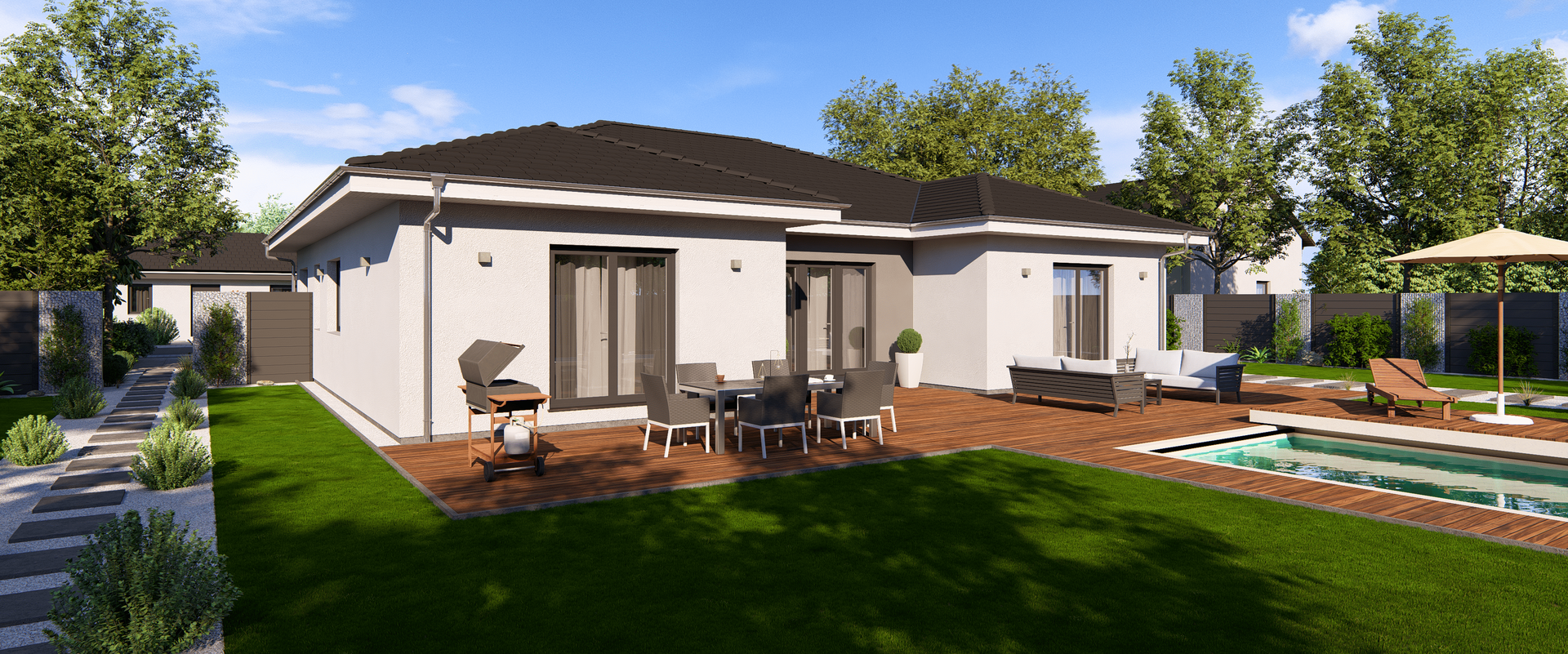 Bungalow Lifetime 10 von allkauf, Ansicht Garten am Tag
