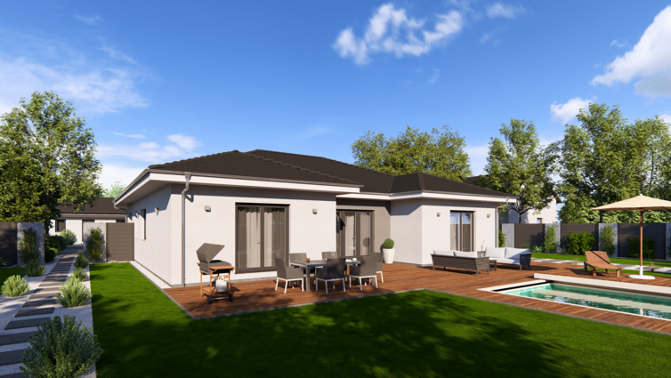 Bungalow Lifetime 10 von allkauf, Ansicht Garten am Tag