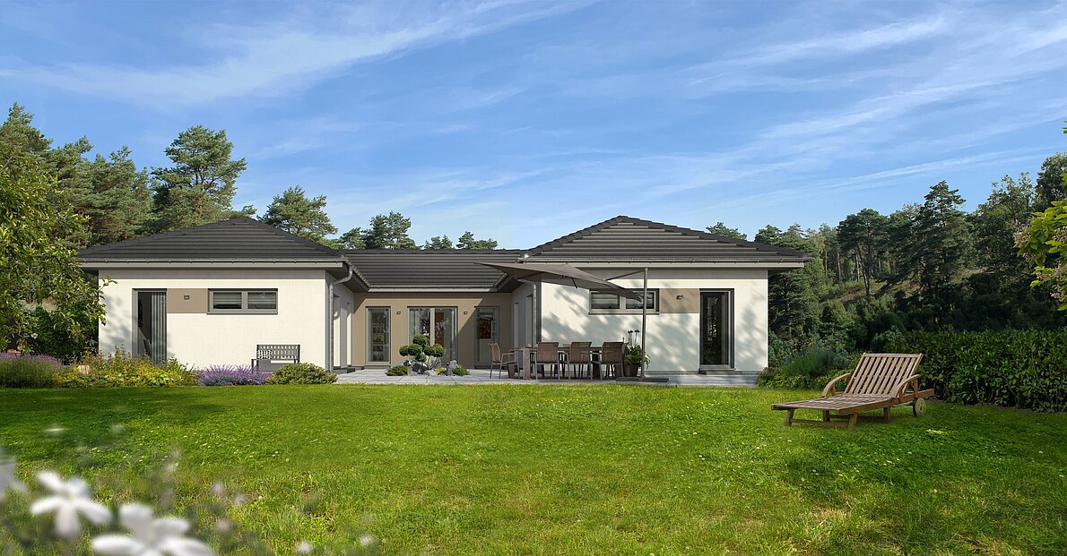 Bungalow Lifetime 8 von allkauf, Ansicht Garten am Tag