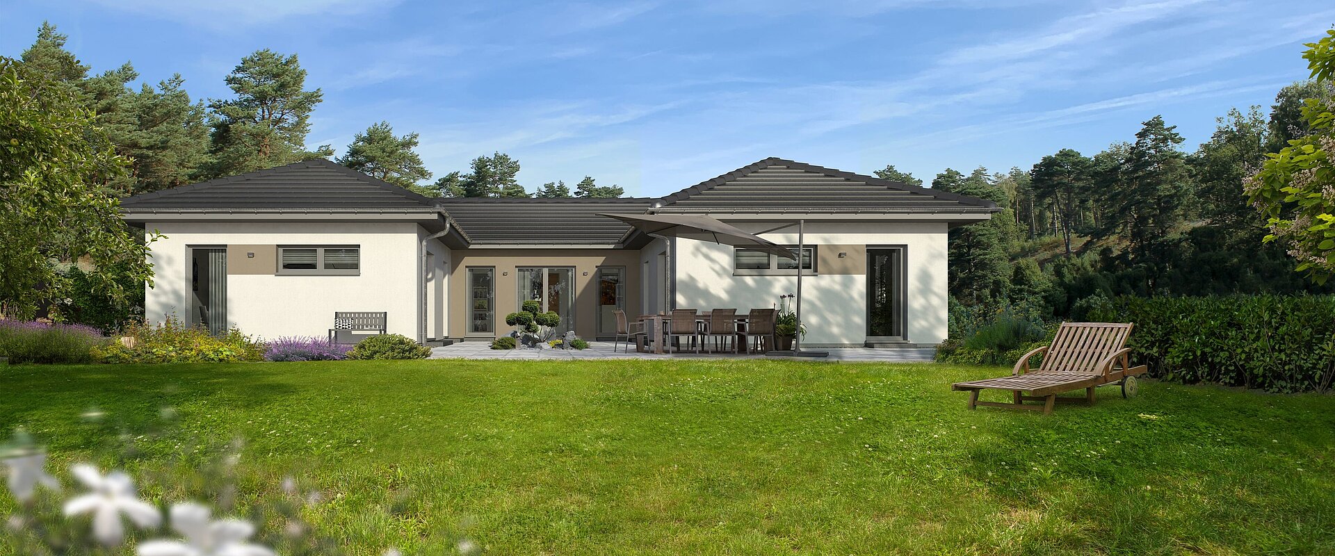Bungalow Lifetime 8 von allkauf, Ansicht Garten am Tag