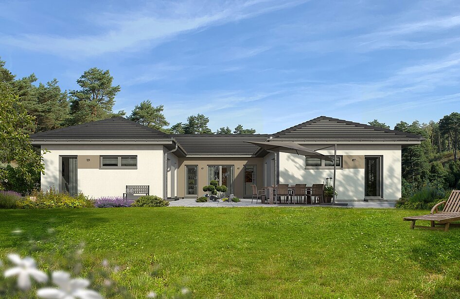 Bungalow Lifetime 8 von allkauf, Ansicht Garten am Tag