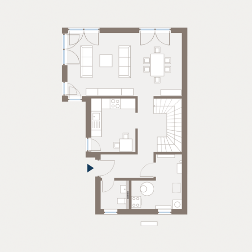 Grundriss Erdgeschoss Doppelhaus mit Flachdach Double 8 von allkauf