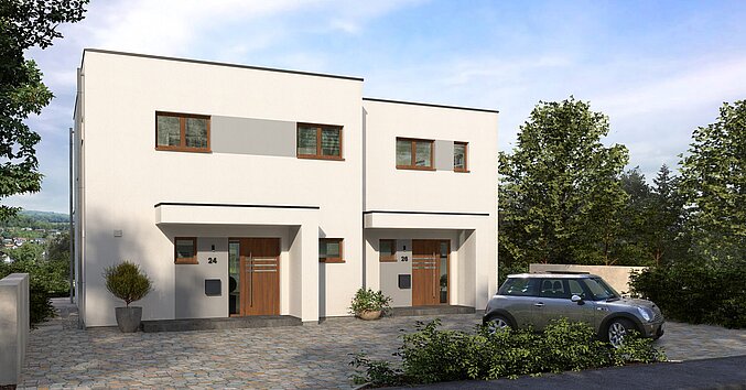 Mehrfamilienhaus Generation 6 von allkauf, Vorderansicht am Tag