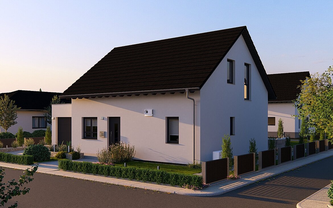 Aktionshaus Pure Home 6 von allkauf. Vorderansicht am Nachmittag