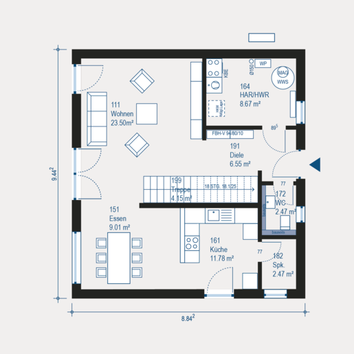 Grundriss Erdgeschoss Aktionshaus Pure Home 1 von allkauf