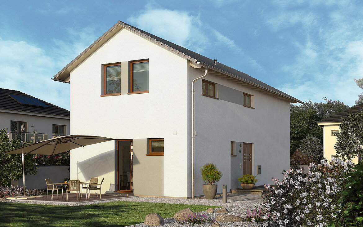 Einfamilienhaus Cityline 1 von allkauf, Ansicht Garten am Tag