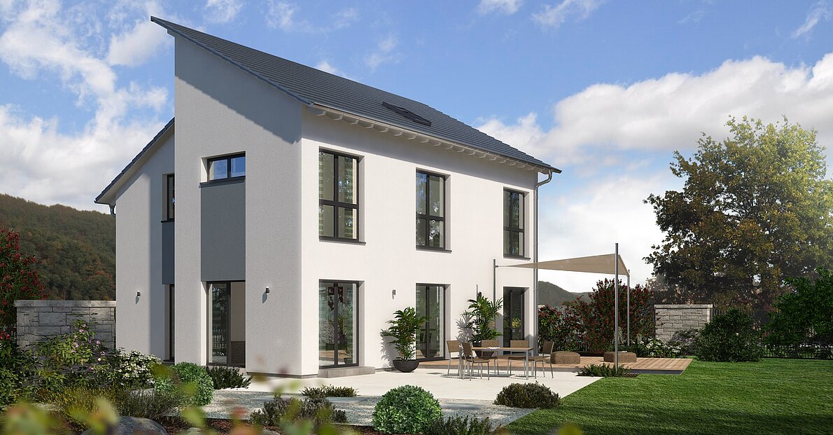 Einfamilienhaus Trendline S4 von allkauf, Ansicht Garten am Tag