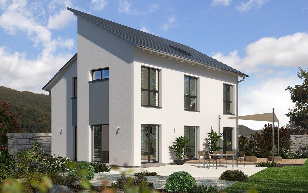 Einfamilienhaus Trendline S4 von allkauf, Ansicht Garten am Tag