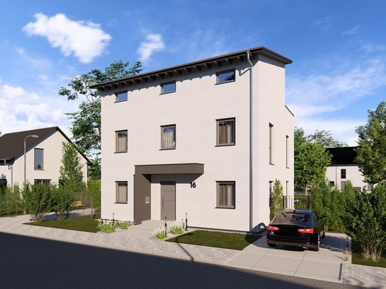 Einfamilienhaus Home 16 TP von allkauf, Ansicht Eingang am Tag