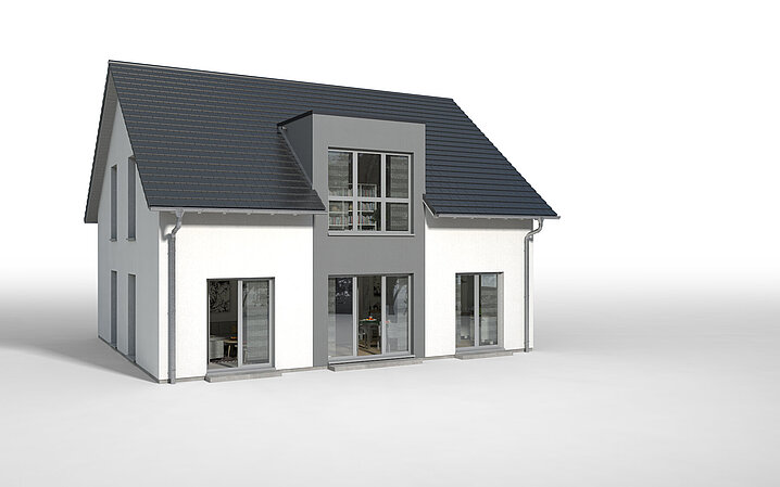 Bauteil wandbündiger Zwerchgiebel mit Flachdach von allkauf