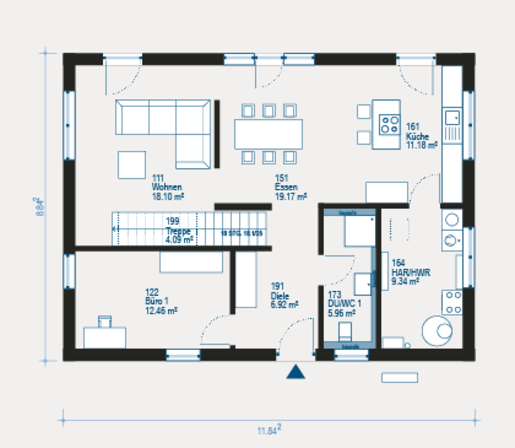 Grundriss Erdgeschoss Einfamilienhaus Chance 2 von allkauf