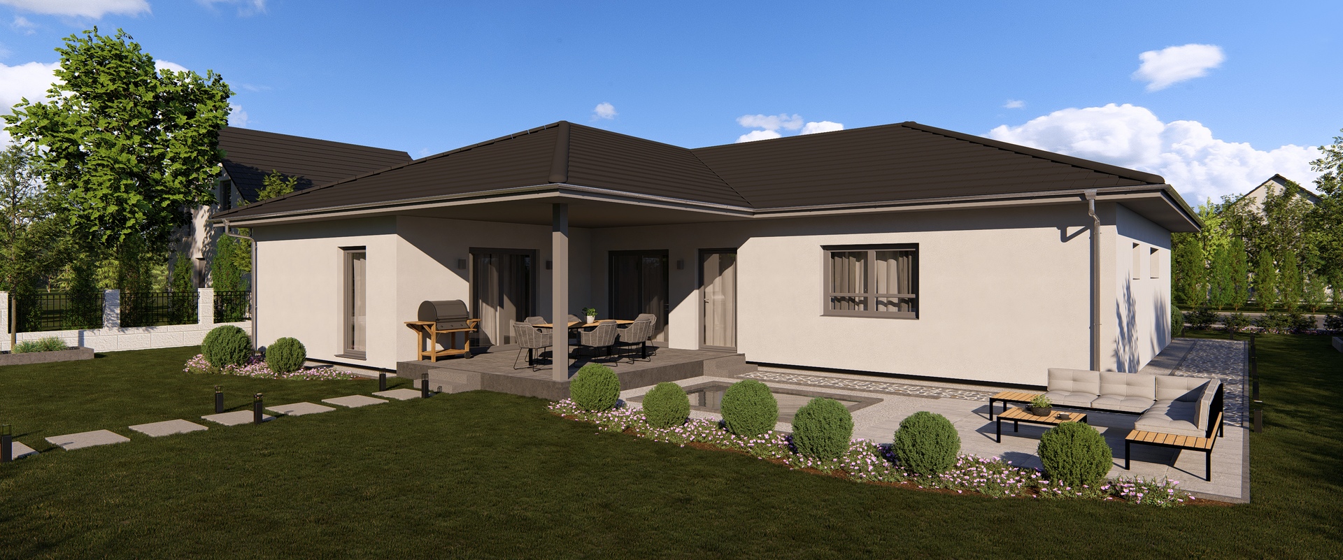 Bungalow Lifetime 11 von allkauf, Ansicht Garten am Tag