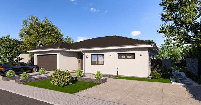 Bungalow Lifetime 10 von allkauf, Ansicht Eingang am Tag