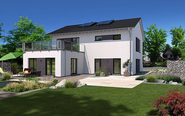 Mehrfamilienhaus Generation 1 V2 von allkauf, Ansicht Garten am Tag
