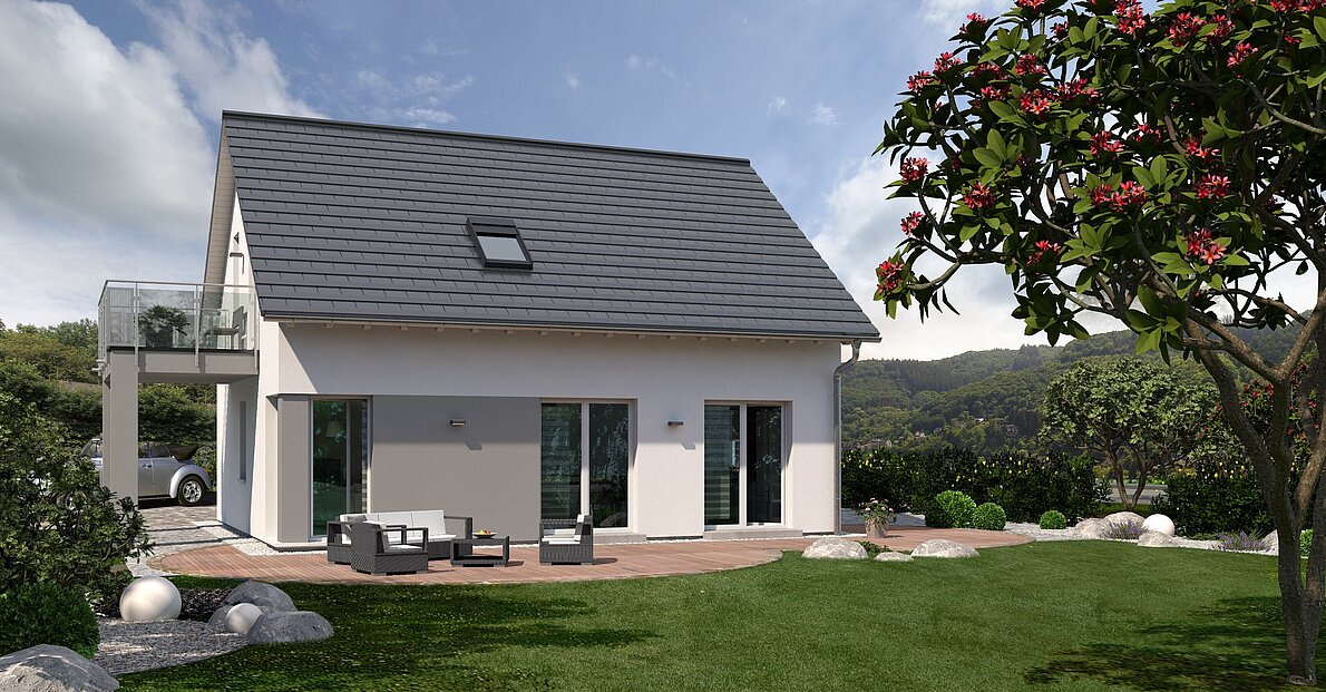 Mehrfamilienhaus Generation 12 von allkauf, Ansicht Garten am Tag