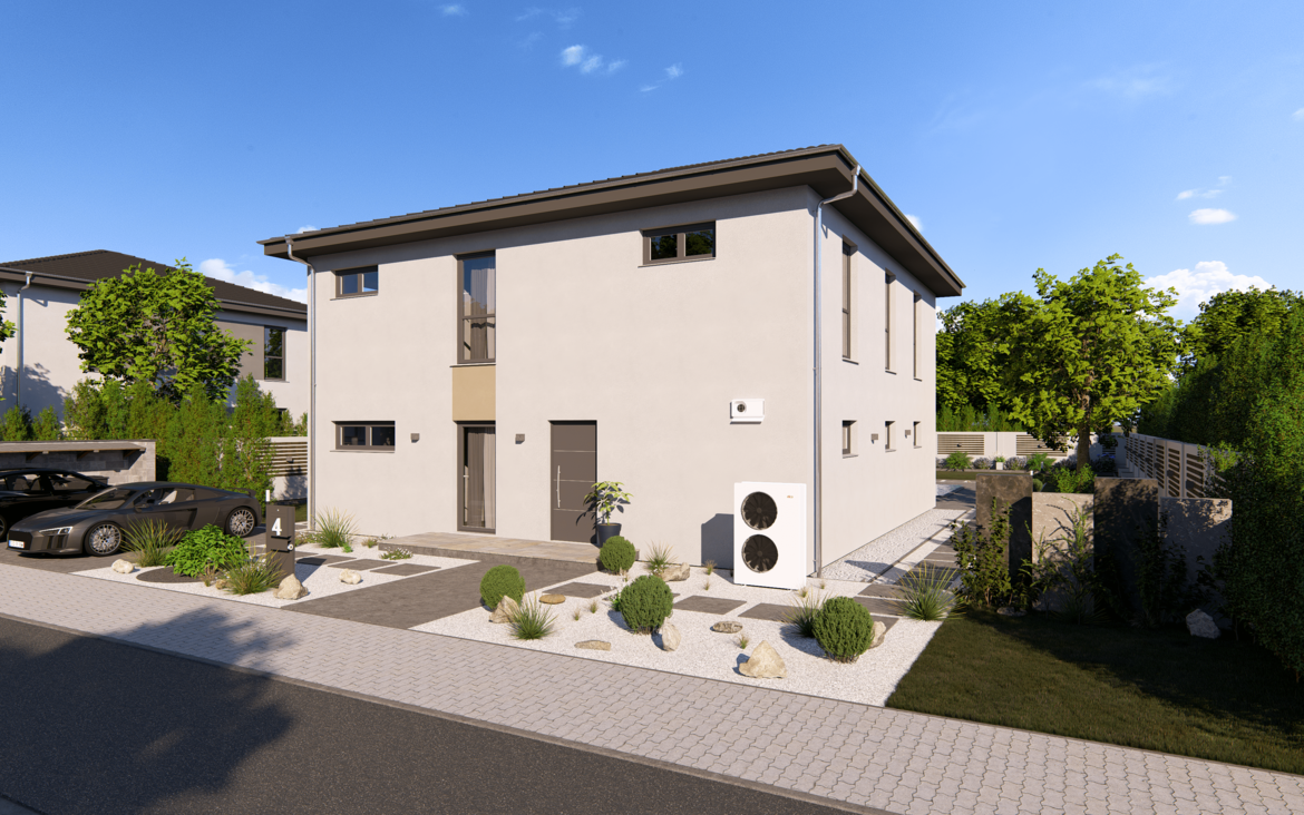 Stadtvilla City Villa 4 V4 von allkauf, Ansicht Eingang am Tag