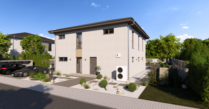 Stadtvilla City Villa 4 V4 von allkauf, Ansicht Eingang am Tag