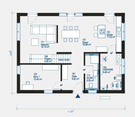 Grundriss Erdgeschoss Einfamilienhaus Chance 1 von allkauf