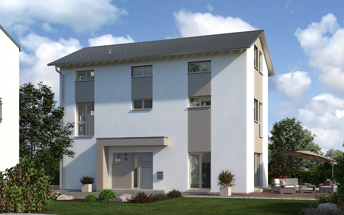 Einfamilienhaus Cityline 2 von allkauf, Ansicht Garten am Tag