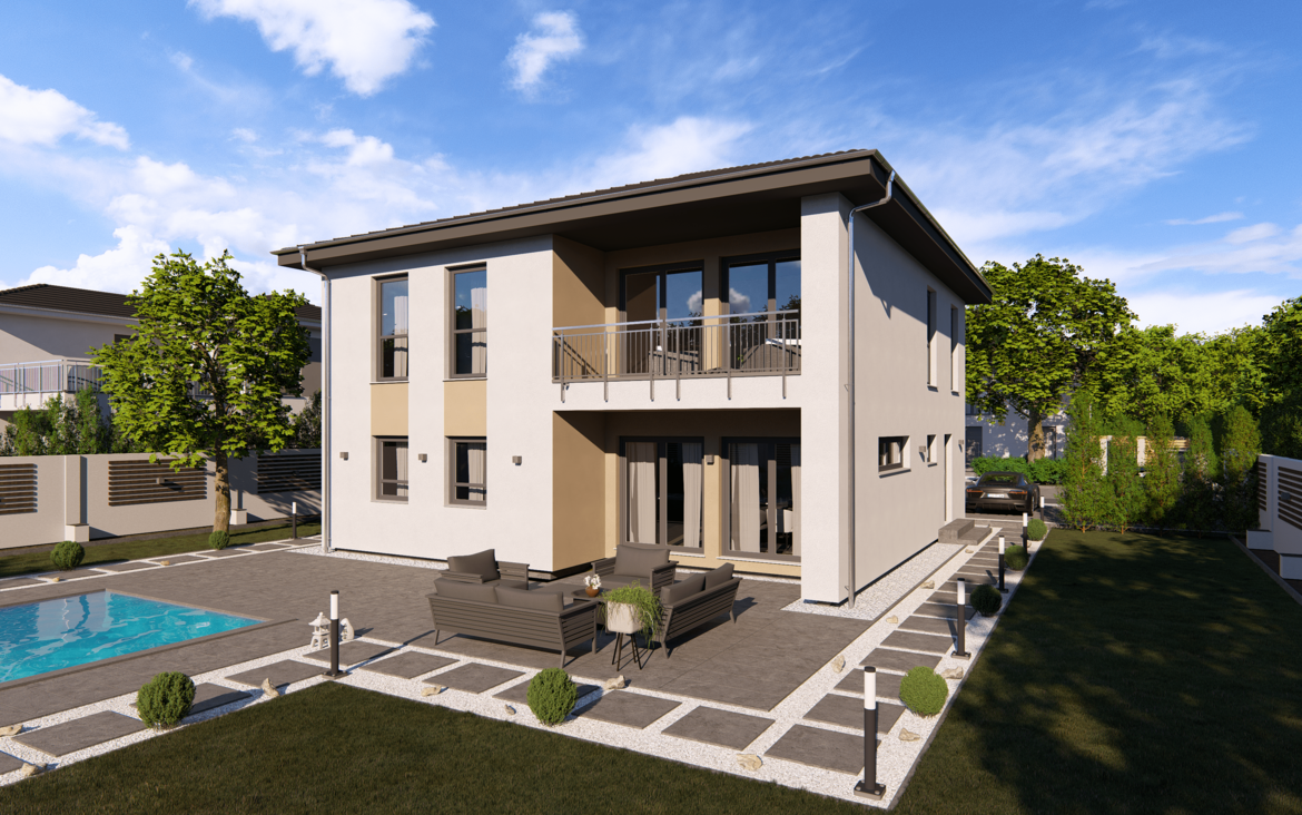 Stadtvilla City Villa 4 V4 von allkauf, Ansicht Garten am Tag