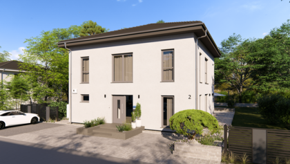 Stadtvilla City Villa 1 V2 von allkauf, Ansicht Eingang am Tag