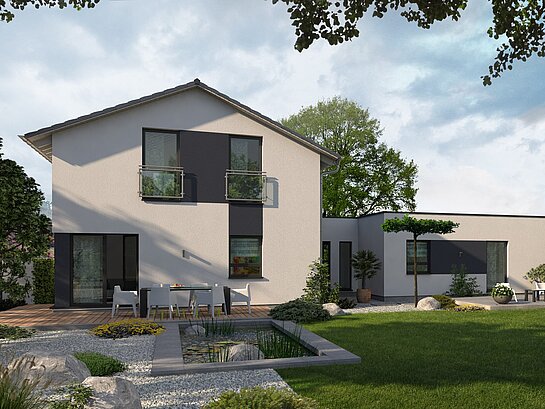 Mehrfamilienhaus Generation 8 von allkauf, Ansicht Garten am Tag