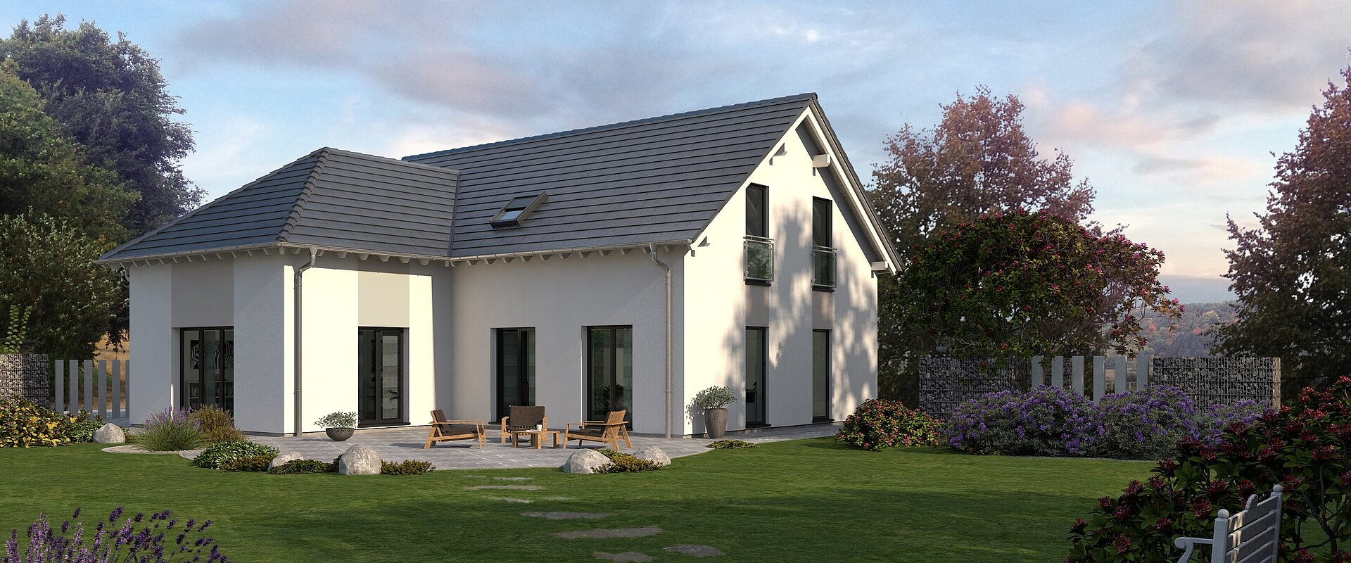 Mehrfamilienhaus Generation 1 von allkauf, Ansicht Garten am Tag