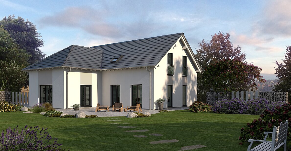 Mehrfamilienhaus Generation 1 von allkauf, Ansicht Garten am Tag