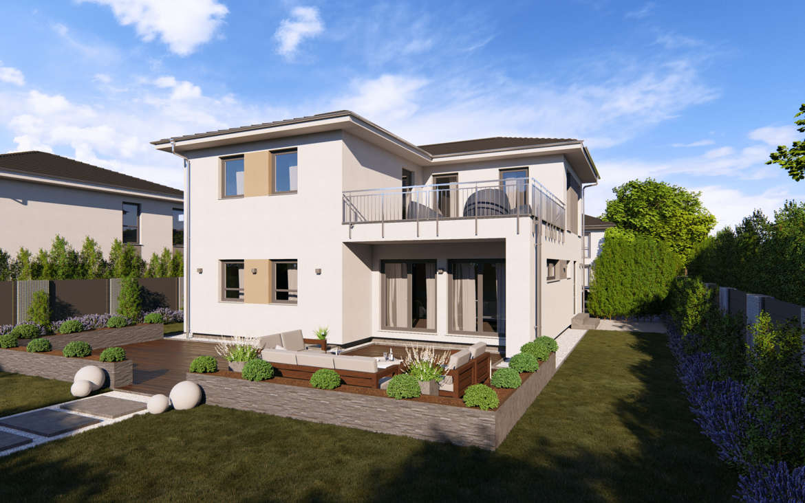 Stadtvilla City Villa 4 V3 von allkauf, Ansicht Garten am Tag