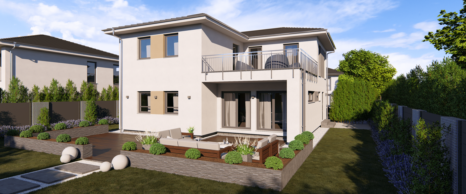 Stadtvilla City Villa 4 V3 von allkauf, Ansicht Garten am Tag