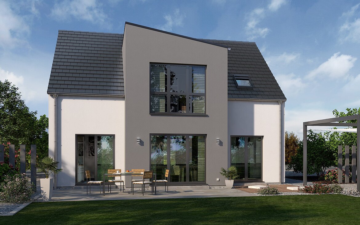 Einfamilienhaus Prestige 3 von allkauf, Ansicht Garten bei Tag