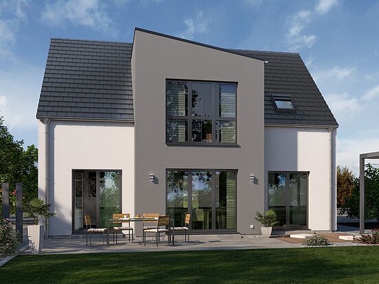 Einfamilienhaus Prestige 3 von allkauf, Ansicht Garten bei Tag
