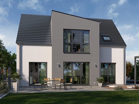 Einfamilienhaus Prestige 3 von allkauf, Ansicht Garten bei Tag