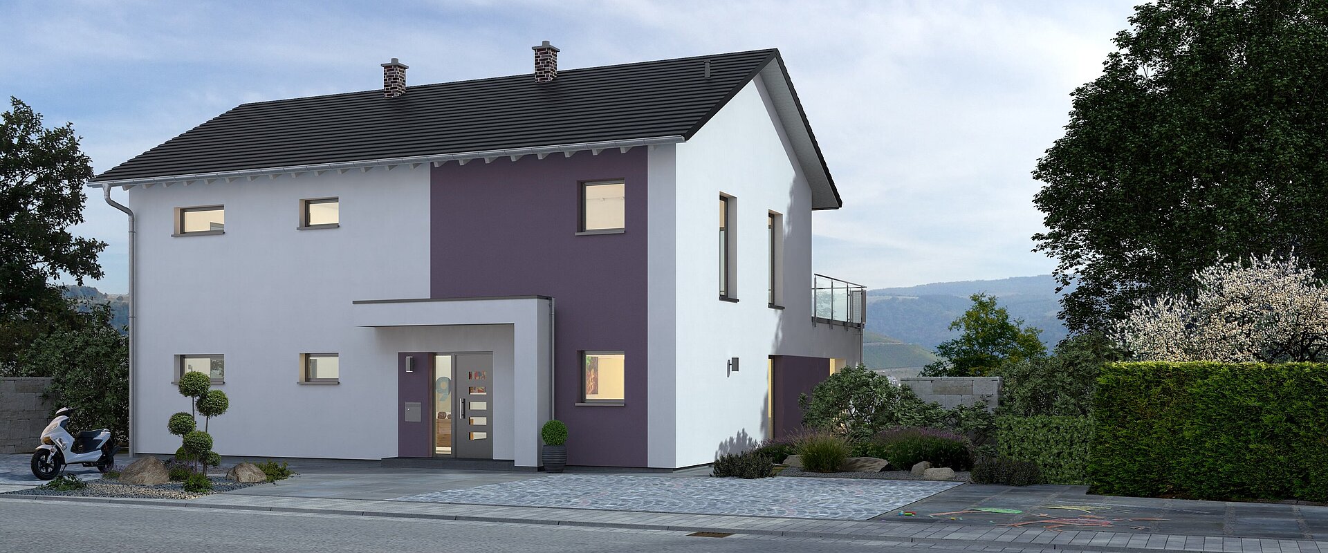 Mehrfamilienhaus Generation 1 V2 von allkauf, Vorderansicht am Tag