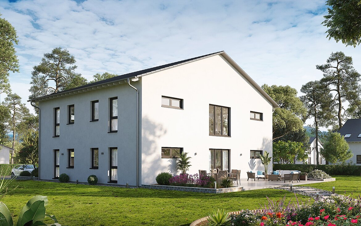 Wohngemeinschaftshaus Connect 3 von allkauf, Ansicht Garten am Tag
