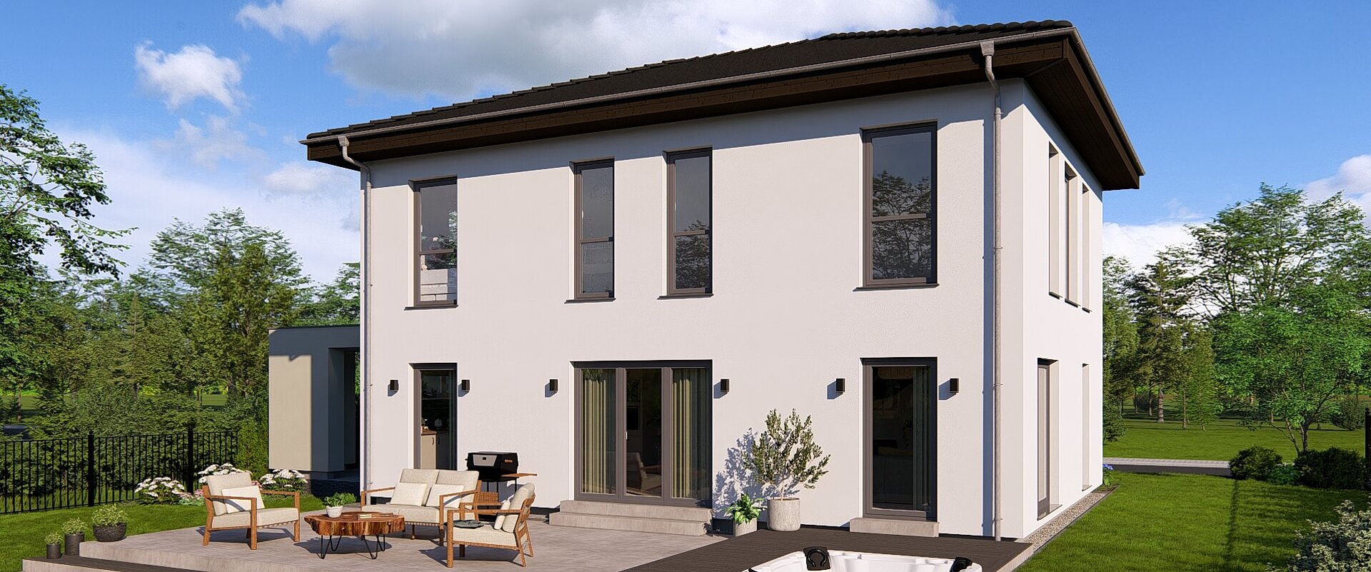 Einfamilienhaus Chance 2 von allkauf, Ansicht Garten bei Tag