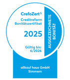 CrefoZert-Bonitätszertifikat für ausgezeichnete Bonität 2025