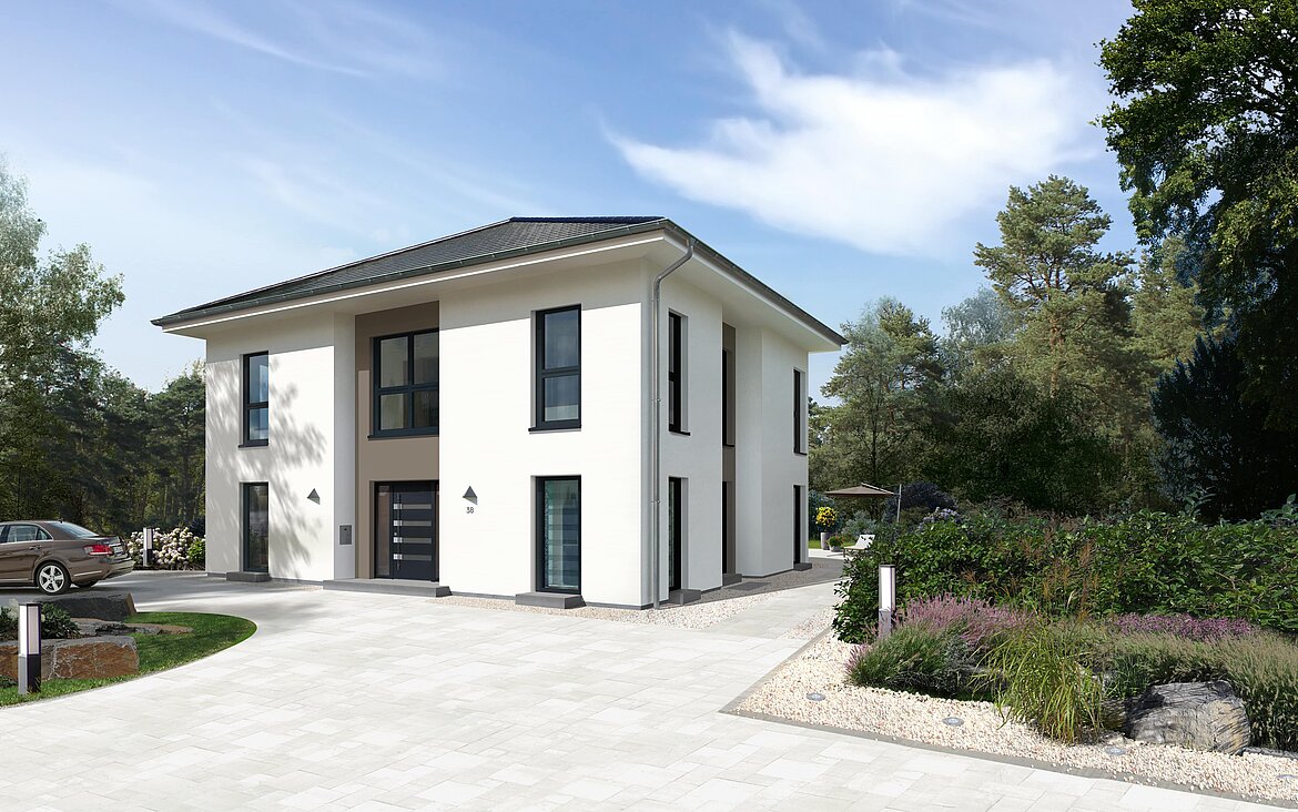 Stadtvilla City Villa 1 von allkauf. Vorderansicht bei Tag im Großformat