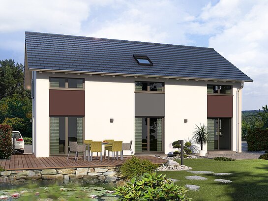 Einfamilienhaus Trendline S5 von allkauf, Ansicht Garten am Tag
