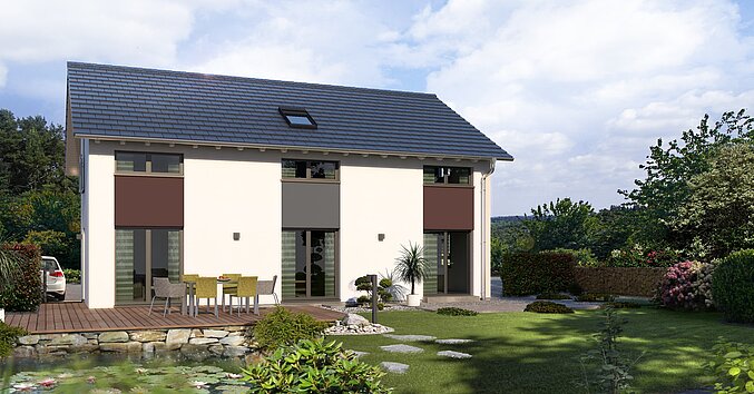 Einfamilienhaus Trendline S5 von allkauf, Ansicht Garten am Tag