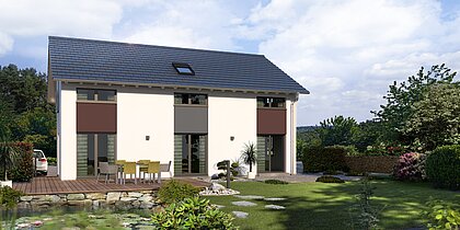 Einfamilienhaus Trendline S5 von allkauf, Ansicht Garten am Tag