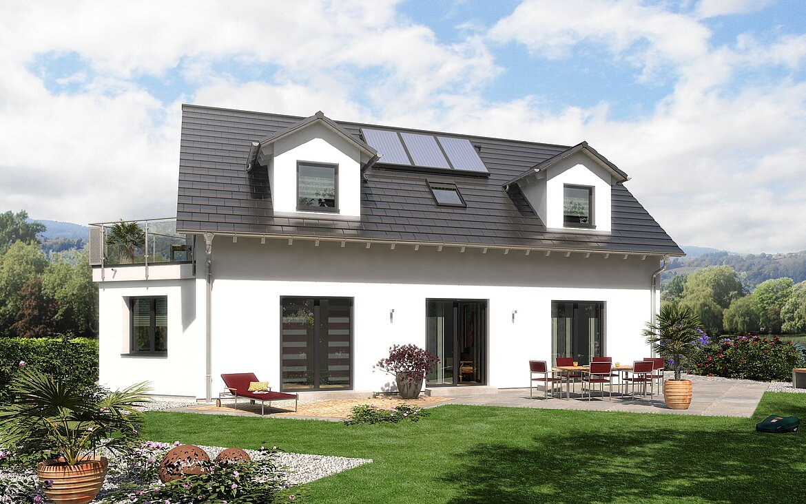 Mehrfamilienhaus Generation 4 von allkauf, Ansicht Garten am Tag