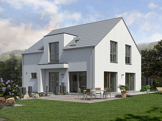 Einfamilienhaus Home 14 von allkauf, Ansicht Garten am Tag in Großformat