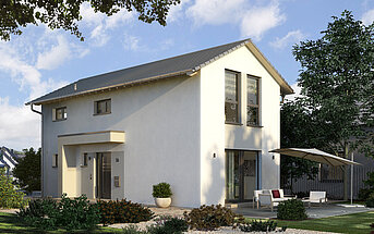Einfamilienhaus Cityline 3 von allkauf, Ansicht Garten am Tag
