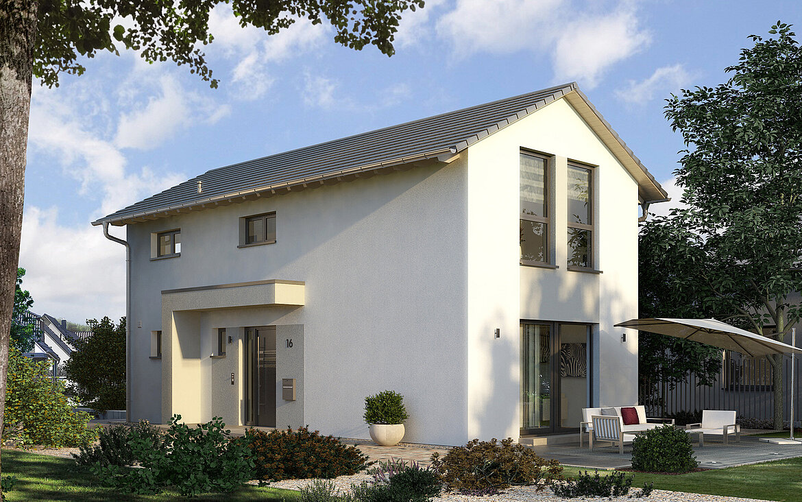 Einfamilienhaus Cityline 3 von allkauf, Ansicht Garten am Tag