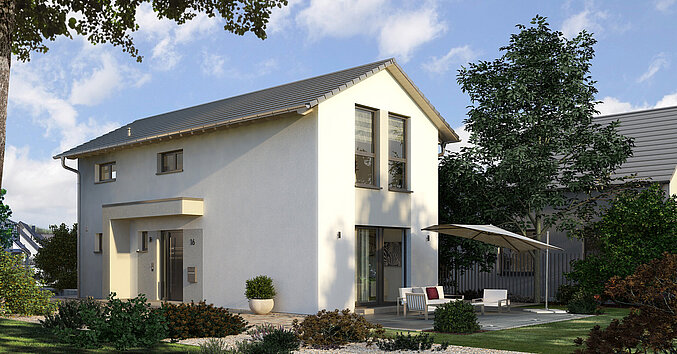 Einfamilienhaus Cityline 3 von allkauf, Ansicht Garten am Tag