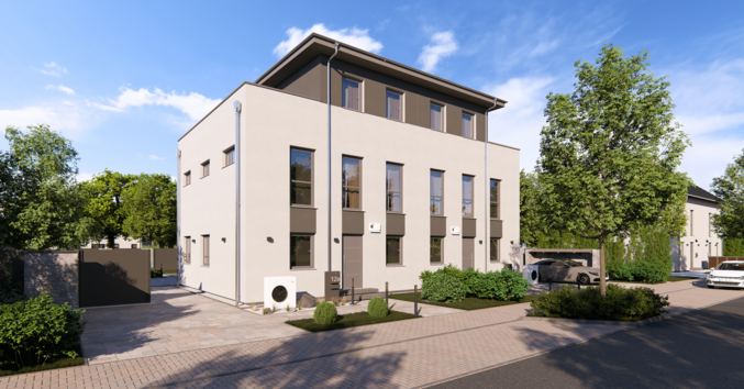 Mehrfamilienhaus Double 12 W von allkauf, Vorderansicht am Tag