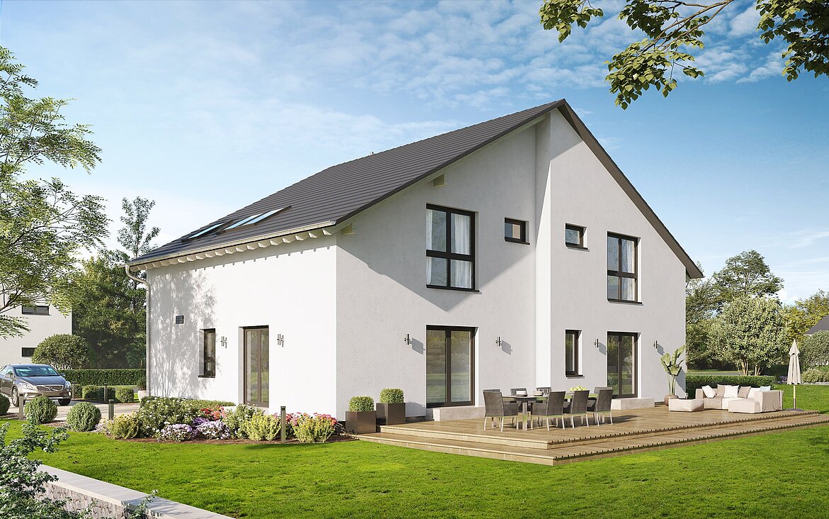 Wohngemeinschaftshaus Connect 2 von allkauf, Ansicht Garten am Tag